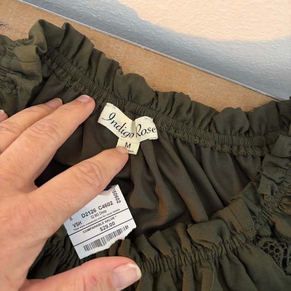 Indigo Rose Olive Crochet Midi Dress – Size M - Picture 6 of 10